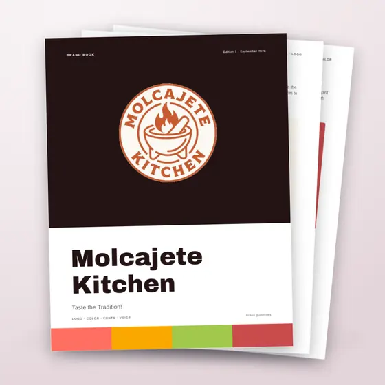 La portada del manual de marca de Molcajete Kitchen