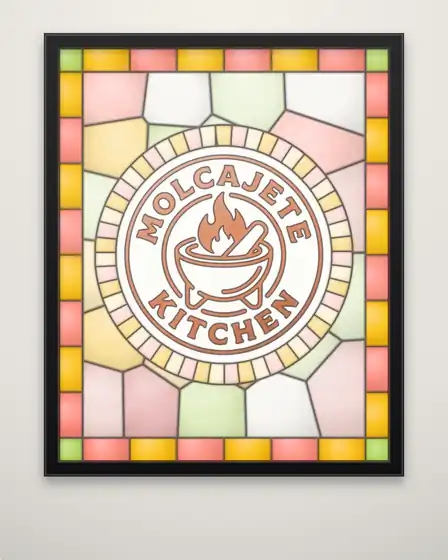 Arte de pared de Molcajete Kitchen: el logo como cuadro enmarcado